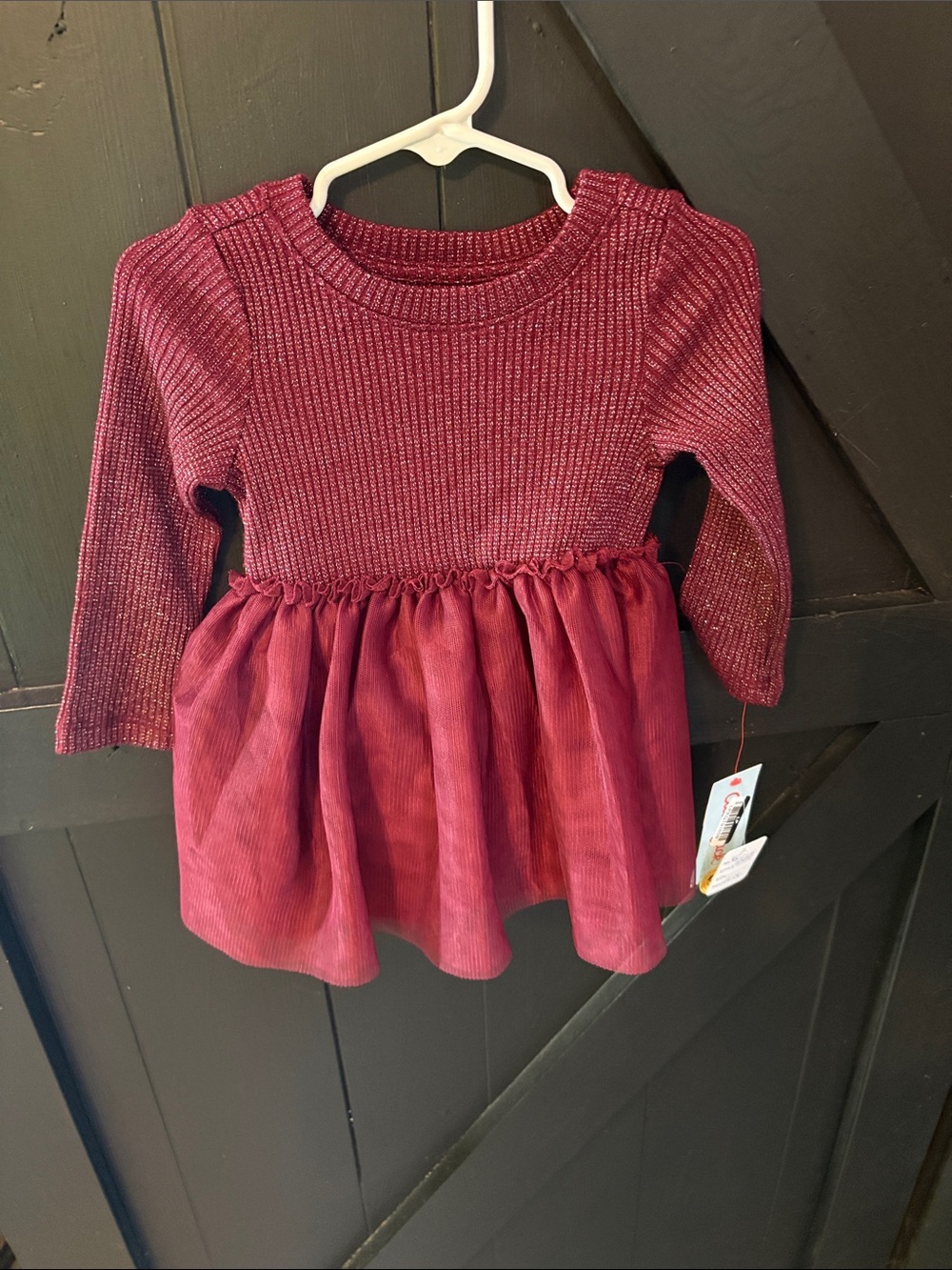 Cat & Jack Girls' Burgundy Knit Top with Corduroy Skirt